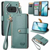 Nothing Phone (3a) Plånboksfodral RFID Zipper med Rem - Grön