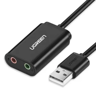 UGreen Externt Ljudkort musikadapter USB - 3.5mm minijack 15cm