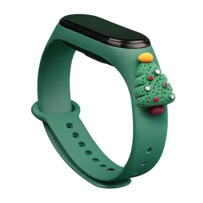 Xiaomi Mi Band 3/4 Silikon Strap Christmas Tree 2 - Mörkgrön