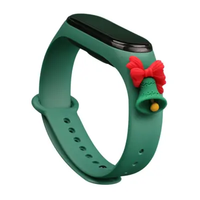 Xiaomi Mi Band 3/4 Silikon Strap Xmas Bell - Mörkgrön