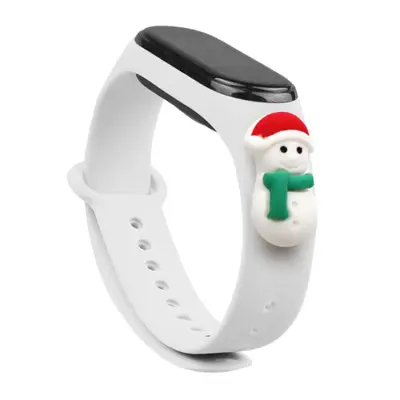 Xiaomi Mi Band 3/4 Silikon Strap Xmas Snowman 1- Vit