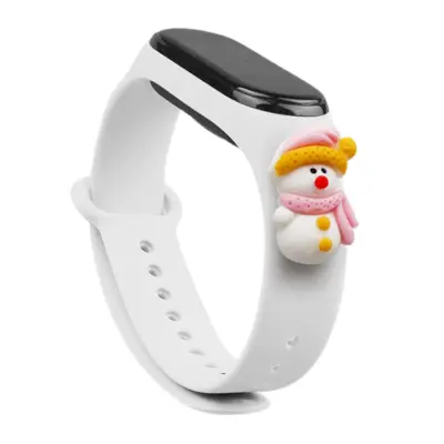 Xiaomi Mi Band 3/4 Silikon Strap Xmas Snowman 2- Vit