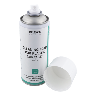 Deltaco Rengöringsskum för Plastytor, 400 ml - Vit