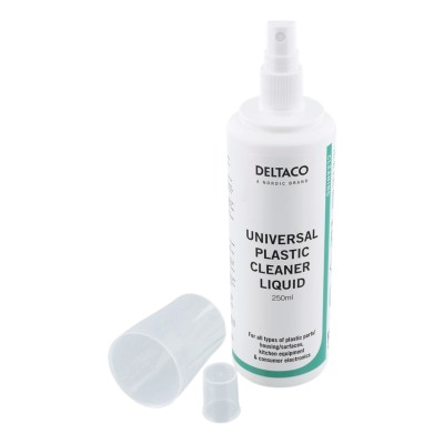 Deltaco Rengöringsvätska för Plastytor, 250 ml - Vit