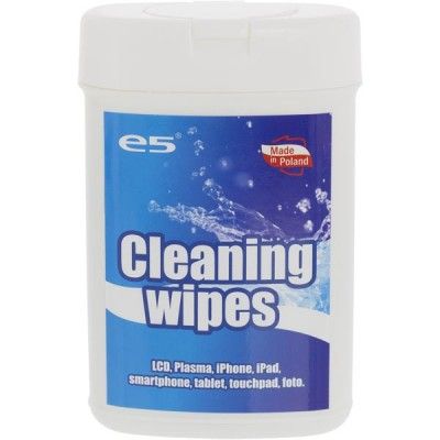 e5 våtservetter, för rengöring av bildskärmar, 100 små våtservetter