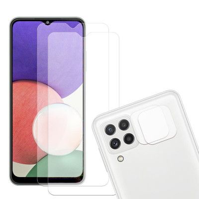 Galaxy A22 4G [4-PACK] 2 X Kameralinsskydd Glas + 2 X Härdat Glas