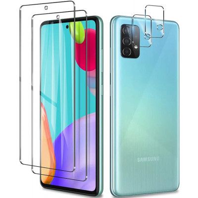 Galaxy A52 5G [4-PACK] 2 X Kameralinsskydd i Härdat Glas + 2 X Härdat glas