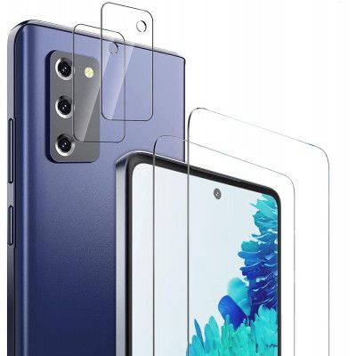 Galaxy S20 FE [4-PACK] 2 X Kameralinsskydd Glas + 2 X Härdat Glas