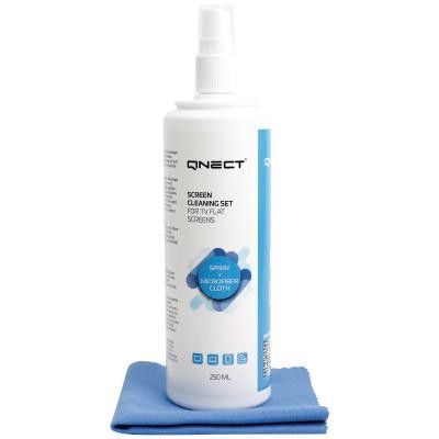Qnect Cleaning Skärmrengöringssats, 250 ml + mikrofiberduk