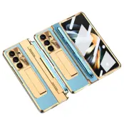 Galaxy Z Fold7 Mobilskal Kickstand med Stylus - Guld / Blå
