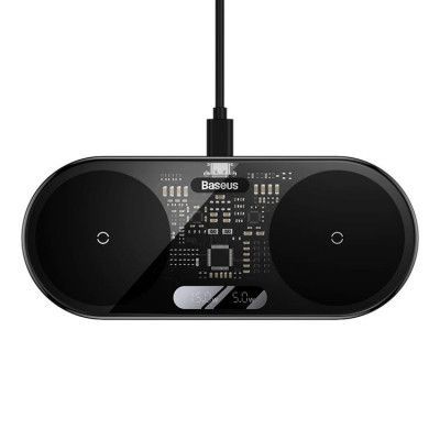 Baseus Trådlös Laddare Digital LED Display 20W - Svart