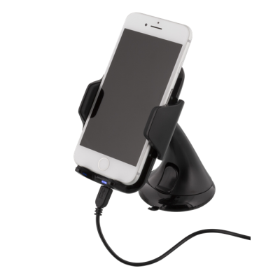 DELTACO bilhållare med trådlös Qi Laddare - svart