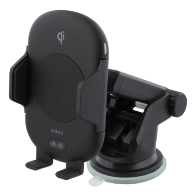 DELTACO Qi laddare för bilen med IR sensor, 10W - sugkopp