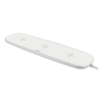 DELTACO Trådlös Qi laddare för 3 enheter - Vit