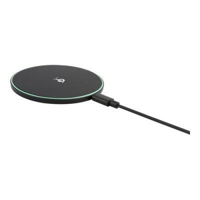 Essentials Qi Wireless Charger 10W, USB-C Cable 1m, LED Ring, Svart
