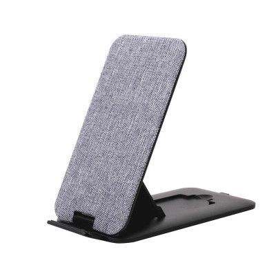 GEAR - Trådlös QI Laddare USB-C Ansl. 10W Grå Textil Ställfunktion