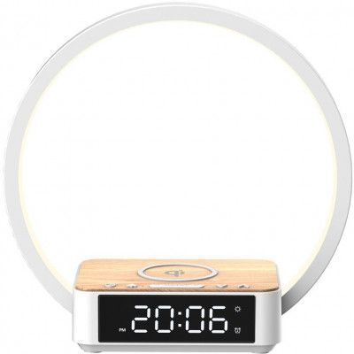 Lippa Sänglampa med Qi-laddning och Väckarklocka