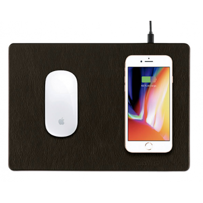 MiniBatt PowerPad Mouse Pad/Qi Wireless Charger - Brun
